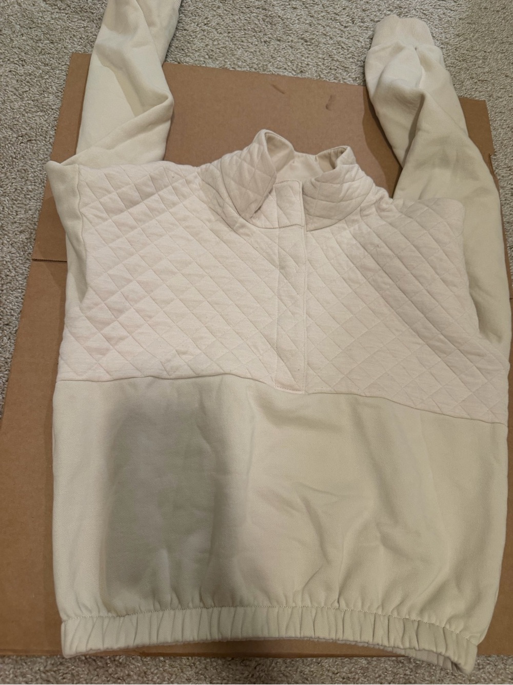 Columbia Cream Quilted Half-Zip Pullover Bomber Jacket